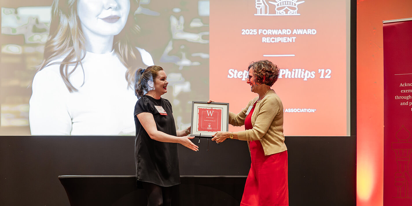 Stephanie Phillips accepting her Forward Award. // Photo by Lynette Yahn