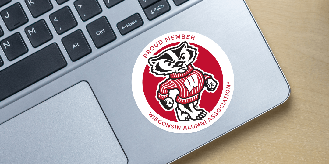 Membership sticker on a laptop