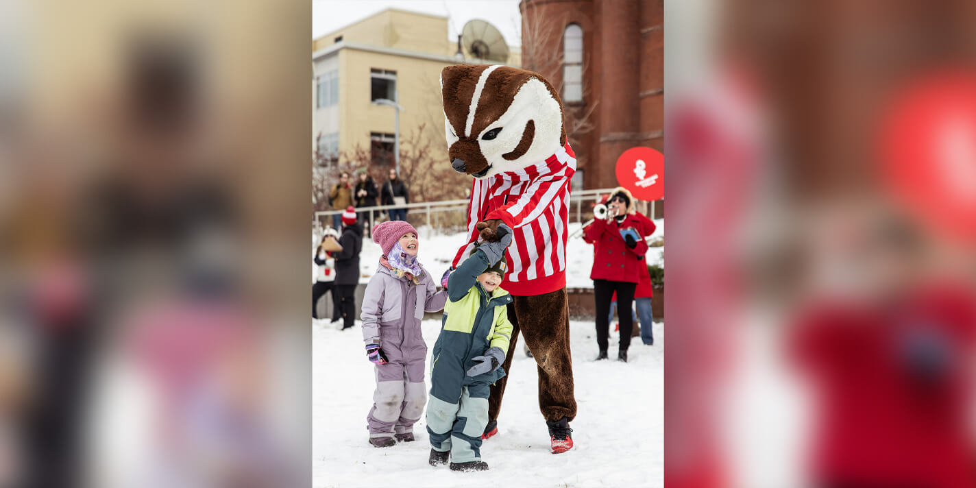 Two children dancing with Bucky